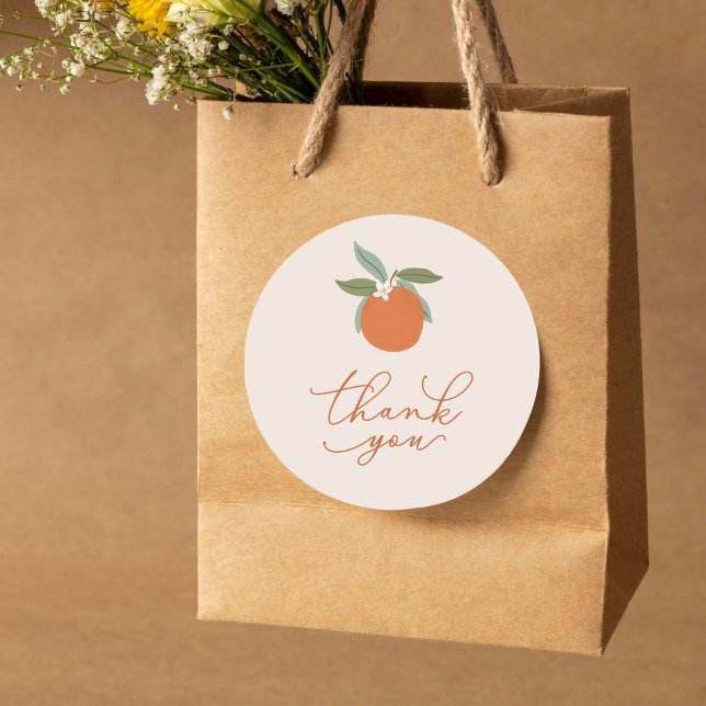 Adesivo Redondo Pequenas Laranjas de Citros Cutis Obrigado (citrus oranges thank you sticker)