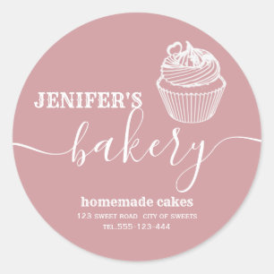 Adesivo Redondo Pequenas padarias simples cupcakes caseiros e doce