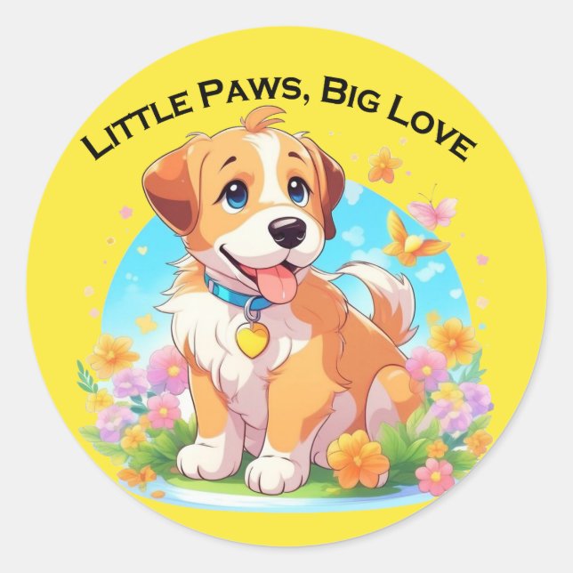 Adesivo Redondo Pequenas Patas Bonitas Grande Amor (Frente)
