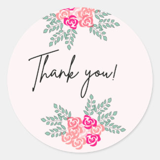Adesivo Redondo Pequenas Rosas Obrigado Sticker