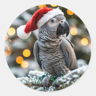 Adesivo Redondo Pequeno ajudante africano cinzento do Papai Noel