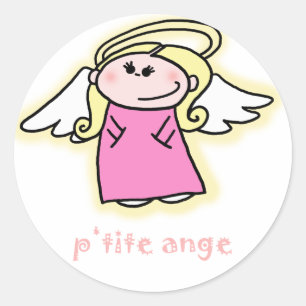 Adesivo Redondo Pequeno Ange (anjo pequeno em francês)