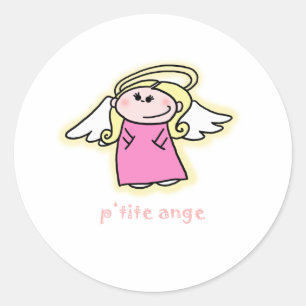 Adesivo Redondo Pequeno Ange (anjo pequeno em francês)