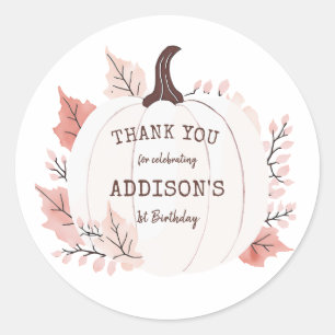 Adesivo Redondo Pequeno Aniversário De Abóbora Obrigado