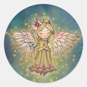 Adesivo Redondo Pequeno Anjo Dourado Natal Feriado