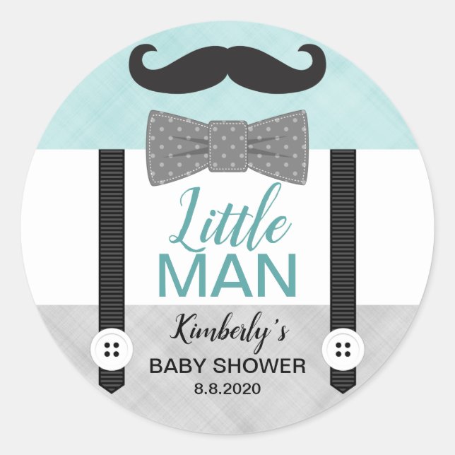 Adesivo Redondo Pequeno arco de horta verde cinza chá de fraldas (Frente)