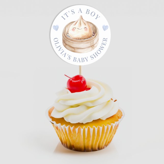 Adesivo Redondo Pequeno azul de lixão É um Chá de fraldas (It's A Boy Baby Shower Favor Sticker)