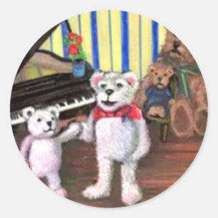 Adesivo Redondo Pequeno Bears Piano Lessker