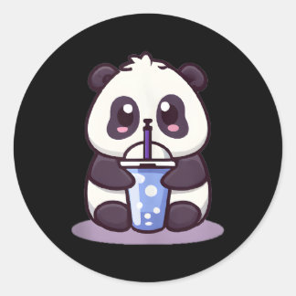 Adesivo Redondo Pequeno Bebendo de Panda Boba Tea Anime