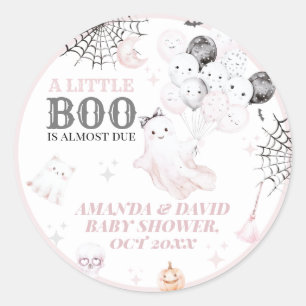 Adesivo Redondo Pequeno Boo Cute Ghost Halloween Baby Girl Chá