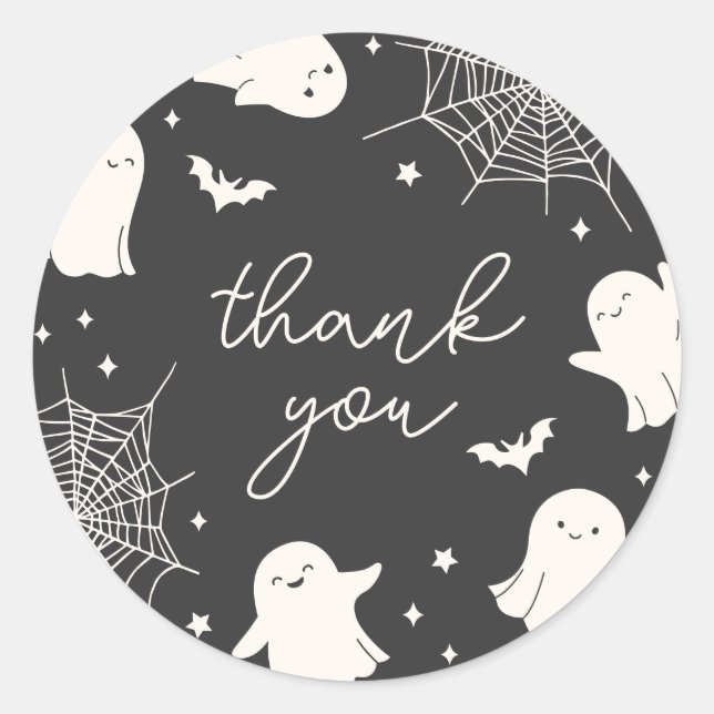 Adesivo Redondo Pequeno Boo Obrigado Sticker (Frente)