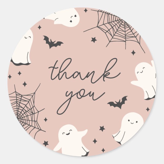 Adesivo Redondo Pequeno Boo Obrigado Sticker (Frente)