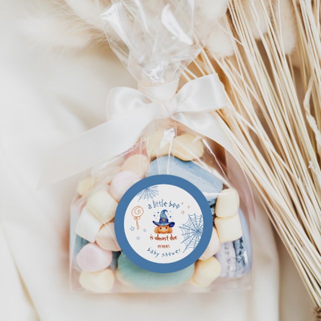 Adesivo Redondo Pequeno Boo quase vence Chá de Bebê do Halloween (Criador carregado)