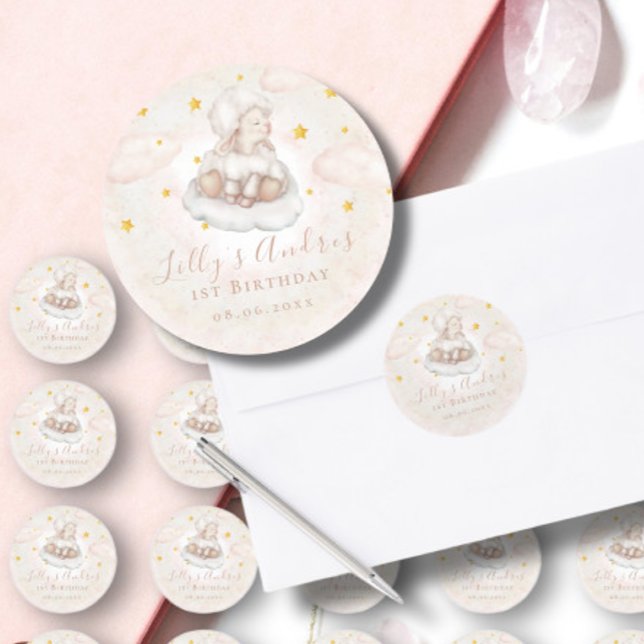 Adesivo Redondo Pequeno Carneiro Sonho-estrela Bebê Primeiro Anive (Criador carregado)