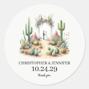 Adesivo Redondo Pequeno Casal de Cactus Boho