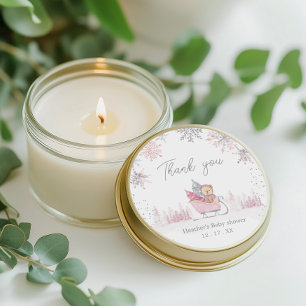 Adesivo Redondo Pequeno Chá de fraldas com floco de neve favorito