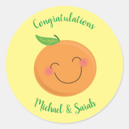 Adesivo Redondo Pequeno Chá de fraldas Cutie Tangerina Sexo Neutro