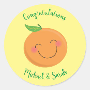 Adesivo Redondo Pequeno Chá de fraldas Cutie Tangerina Sexo Neutro