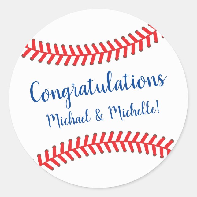 Adesivo Redondo Pequeno Chá de fraldas de Baseball (Frente)