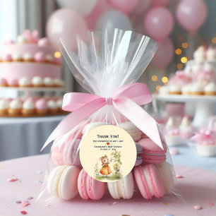 Adesivo Redondo Pequeno Chá de fraldas de Bebê do Rato  