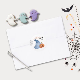 Adesivo Redondo Pequeno Chá de fraldas de Boo Fantasma Pumpkin