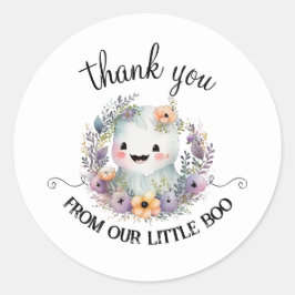 Adesivo Redondo Pequeno Chá de fraldas de Boo Halloween