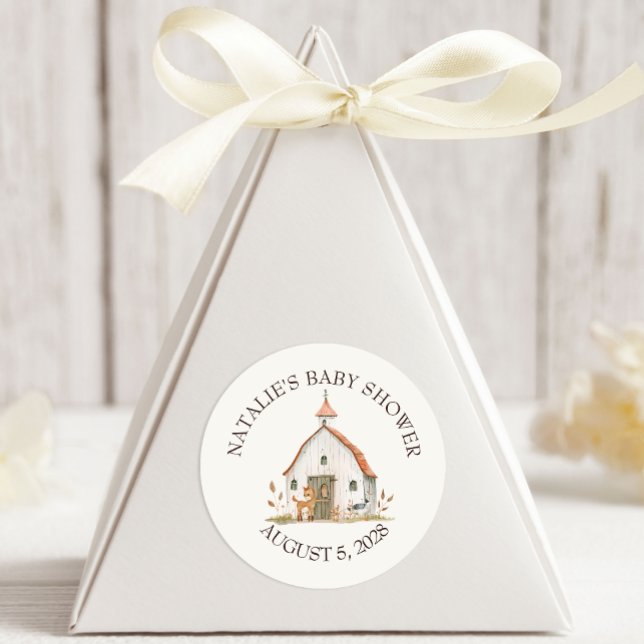 Adesivo Redondo Pequeno Chá de fraldas de Fazendas (Criador carregado)