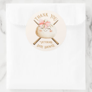 Adesivo Redondo Pequeno Chá de fraldas de Garota de Boca-Escória