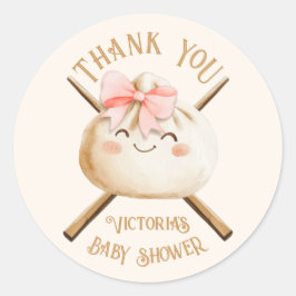 Adesivo Redondo Pequeno Chá de fraldas de Garota de Boca-Escória