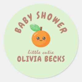 Adesivo Redondo Pequeno Chá de fraldas de Laranja Cutie