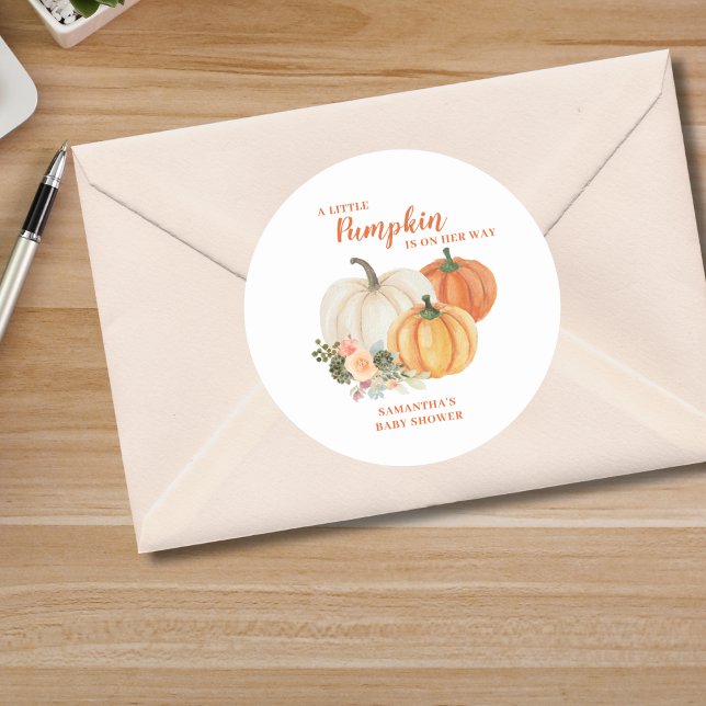 Adesivo Redondo Pequeno Chá de fraldas de outono de Abóbora (Criador carregado)