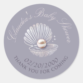 Adesivo Redondo Pequeno Chá de fraldas de pérolas