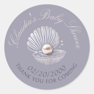 Adesivo Redondo Pequeno Chá de fraldas de pérolas