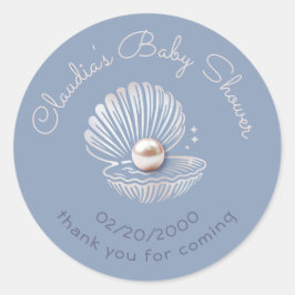 Adesivo Redondo Pequeno Chá de fraldas de pérolas