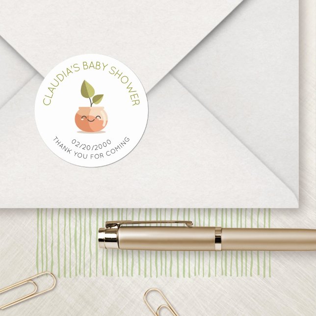 Adesivo Redondo Pequeno Chá de fraldas de proto (Criador carregado)