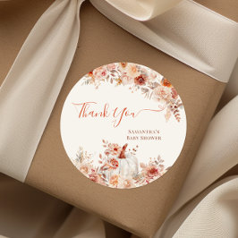 Adesivo Redondo Pequeno Chá de fraldas Floral de Abóbora