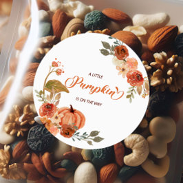 Adesivo Redondo Pequeno Chá de fraldas Floral de Abóbora