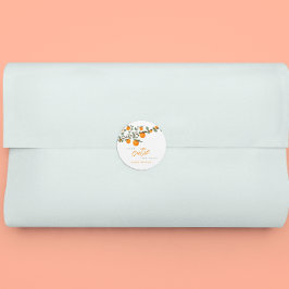 Adesivo Redondo Pequeno Chá de fraldas Neutro de Gênero Laranja Ju