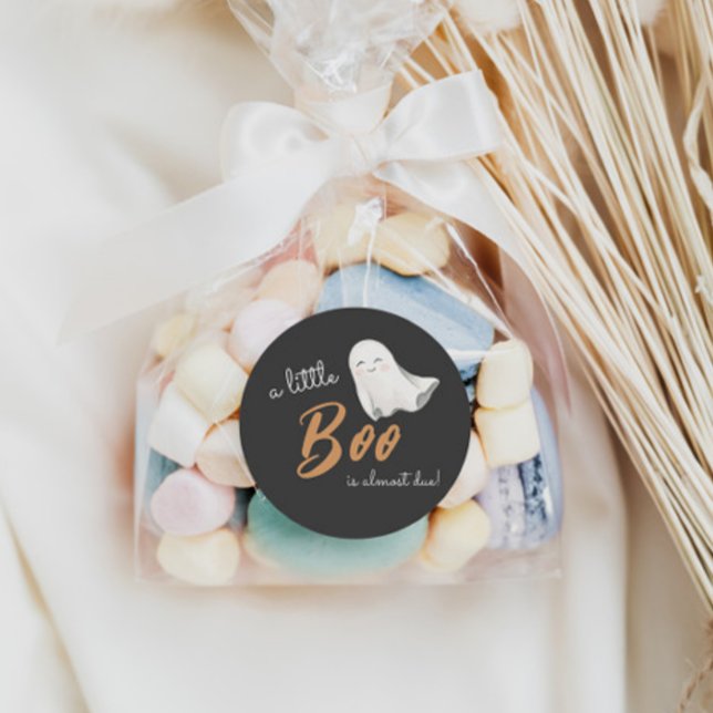 Adesivo Redondo Pequeno Chá de fraldas Neutro do Boo Halloween | (Criador carregado)