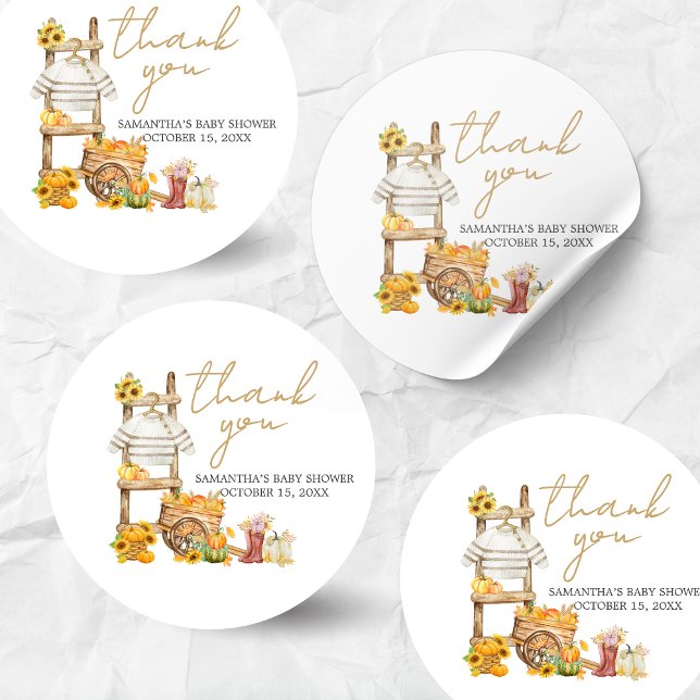 Adesivo Redondo Pequeno Chá de fraldas Russo de Abóbora (A Little Pumpkin Baby Shower Sticker)