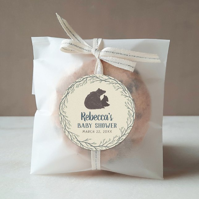 Adesivo Redondo Pequeno Chá de fraldas Russo do Urso (Criador carregado)