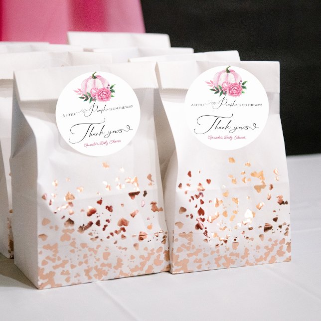 Adesivo Redondo Pequeno Chá de fraldas Rústico Rosa Esmagado (Criador carregado)