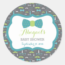 Adesivo Redondo Pequeno Chá de fraldas, Teal, Verde, Cinza