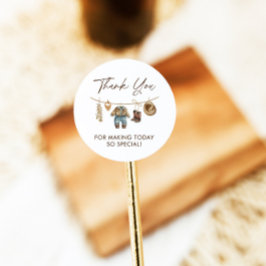 Adesivo Redondo Pequeno Cowboy, Chá de fraldas Oeste Selvagem de R