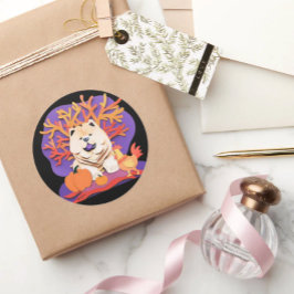 Adesivo Redondo Pequeno Creme BOO Chow escolhe o tamanho