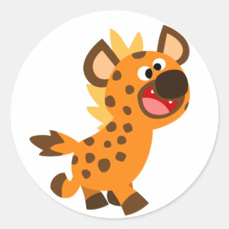 Adesivo Redondo Pequeno desenho animado Hyena Sticker