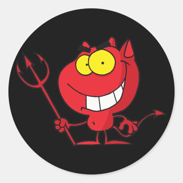 Adesivo Redondo Pequeno Diabo Com Forcado (Frente)