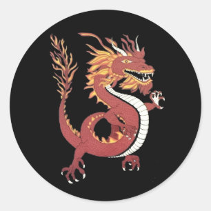 Adesivo Redondo Pequeno Dragão Vermelho com chamas de Mane & Tail