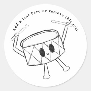 Adesivo Redondo Pequeno Drummer Boy Drum Sketch