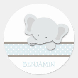 Adesivo Redondo Pequeno Elefante {Blue - Custom} | Autocolantes
